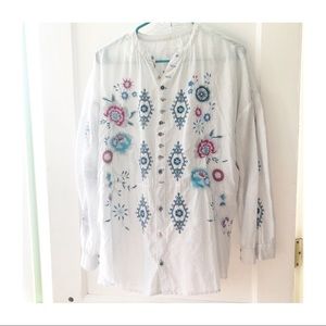 Jonny Was Embroidered Button Down Tunic